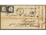 lettre ancienne (avec 2 timbres et 3 cachets) de Turin / Torino (Piemont - Italie) --> Eyrargues (Bouches du Rhone - France) du 16 fvrier 1861
