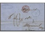 lettre ancienne (sans timbre poste mais avec cachets postaux) de Galatz / Gallatz / Galati (Moldavie / Roumania) --> Mareuil sur Ay (Marne - France) via Pest / Pesht / Budapest et Erquelines du 23 septembre 1860 - annee / millesime 1860