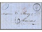 six jours seulement pour cette lettre entre Tunis (Tunisie) et Reims (France) en 1862