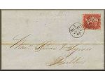 lettre ancienne (avec un timbre poste Victoria et cachets postaux) de Belfast (Ulster - Irlande du Nord) --> Dublin (Irlande / Eire) du 26 janvier 1860 - annee / millesime 1860 - jour anniversaire 26 janvier