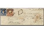 lettre ancienne (avec 2 timbres et 4 cachets) de Venezia / Venise (Venetie - Italie) --> Mezilles par Toucy (Yonne - France) du 29 decembre 1861