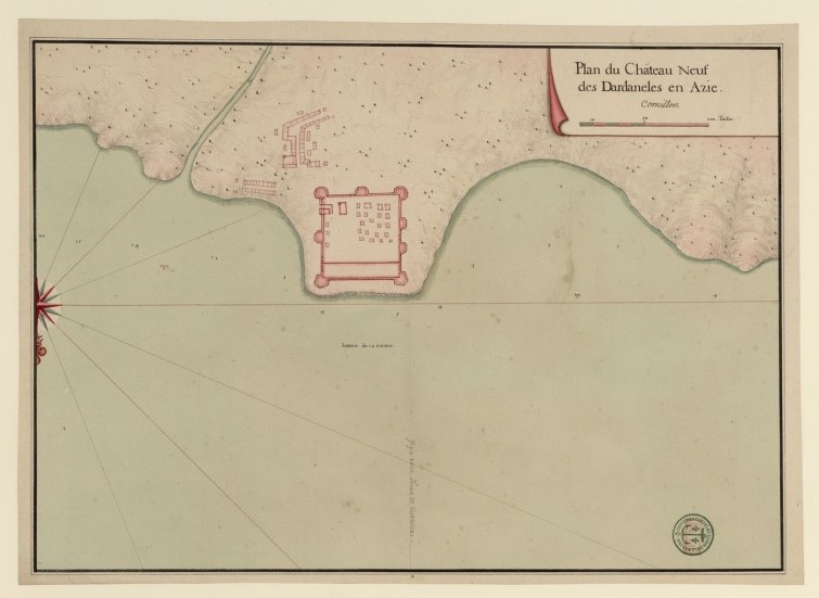Plan du château des Dardanelles vers 1780 (source : Gallica).