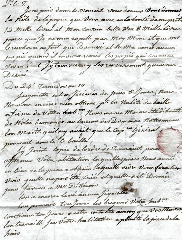 Texte de la lettre décrivant les violences survenues après le débarquement des troupes françaises à Saint-Domingue en 1802.