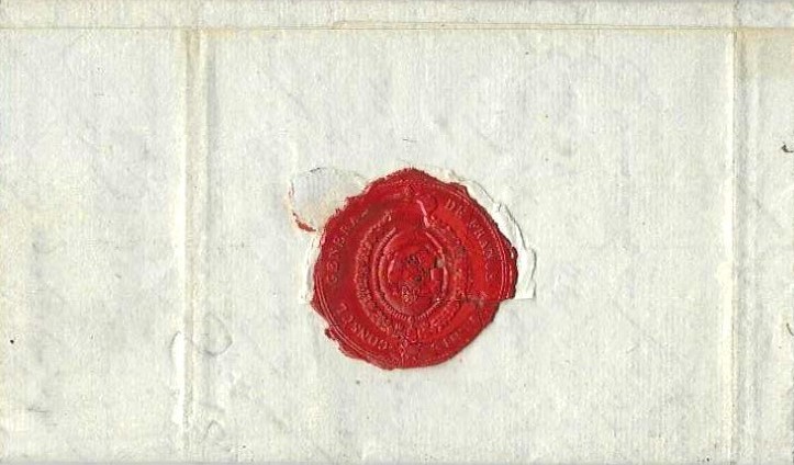 Verso de la lettre comportant exclusivement le cachet du consulat de France à Tunis.