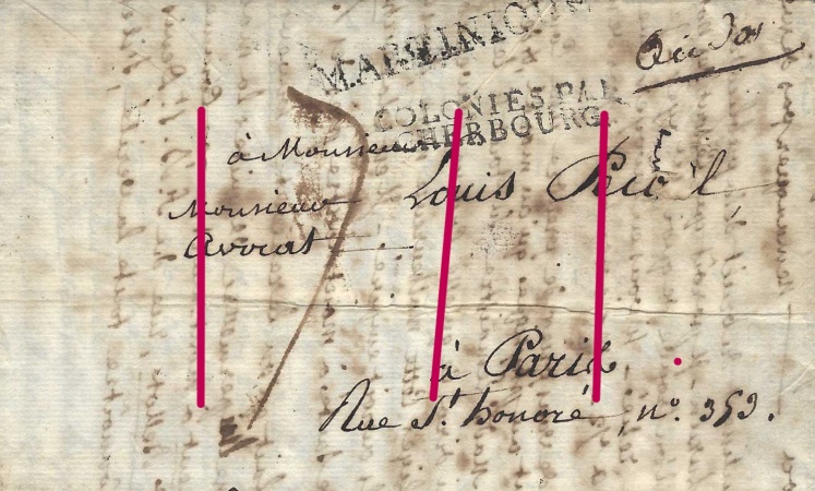 Matérialisation en rouge des trois incisions effectuées pour la purification au vinaigre.