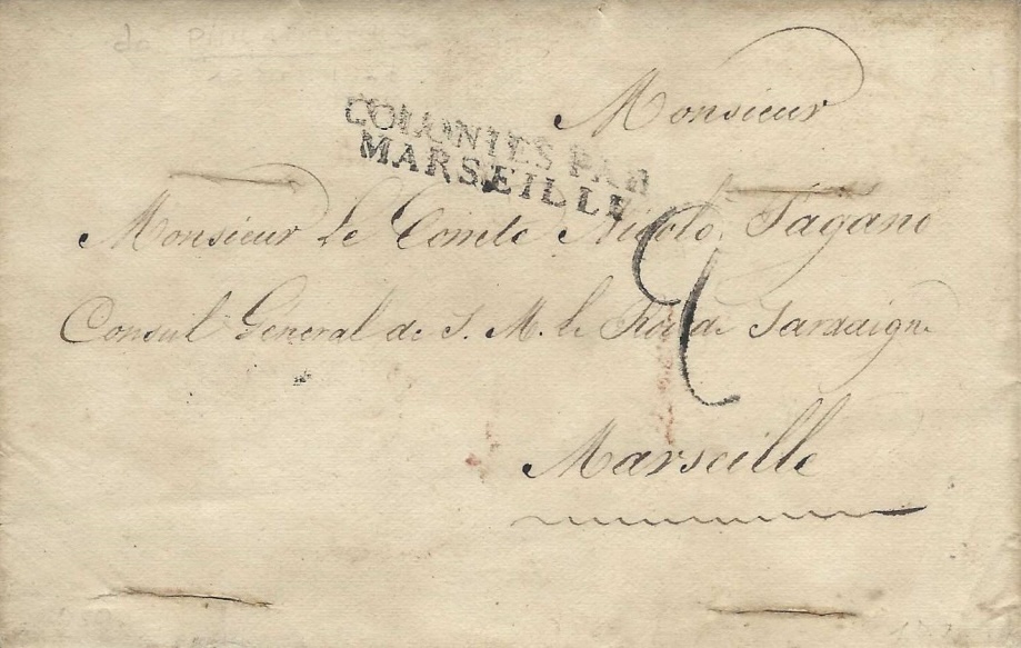 Lettre du consul de Sardaigne à Philadelphie via Gibraltar