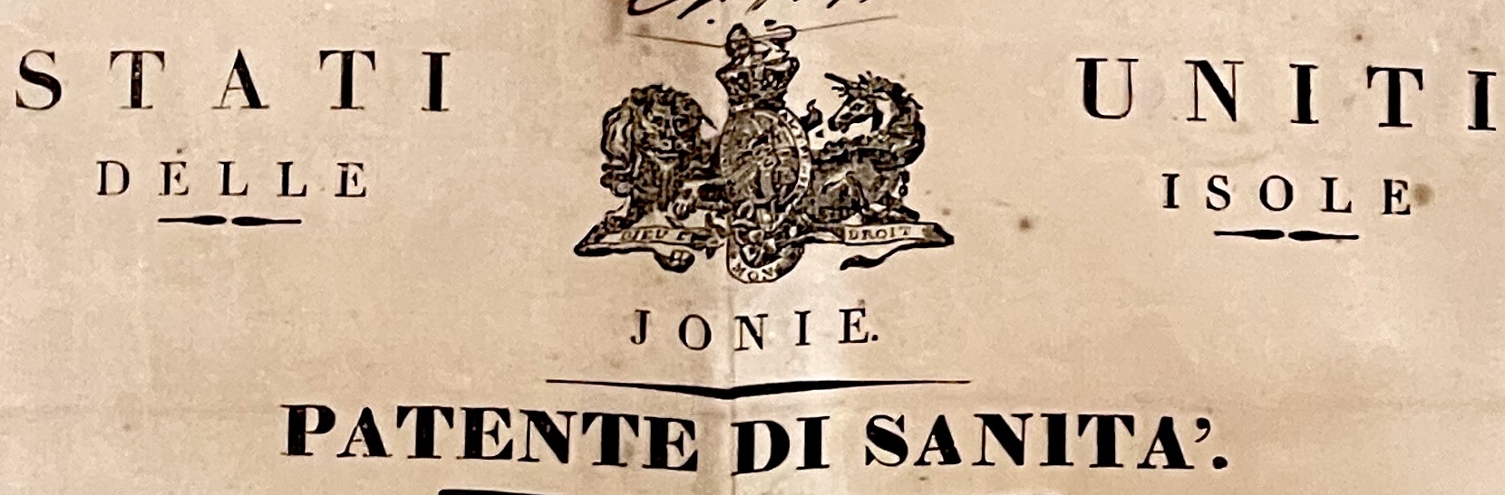 Patente de santé de Corfou pour le navire Il Carmine en 1828