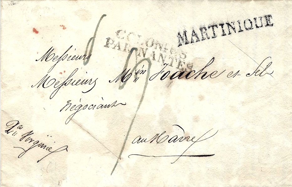 Lettre de la Martinique au Havre purifiée sur la Loire