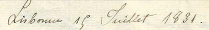 En-tête de la lettre : « Lisbonne 15 juillet 1831 ».