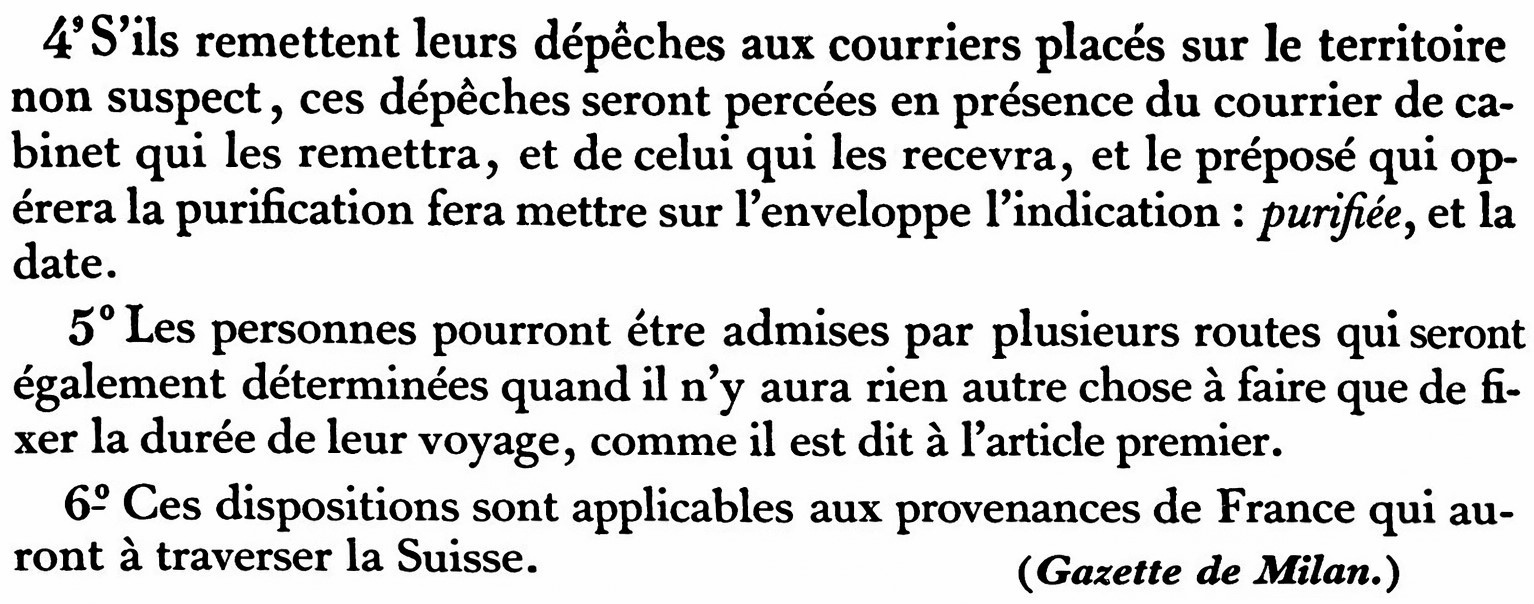 Suite de l'extrait de la Gazette de Milan du 26 avril 1832 (source Gallica).
