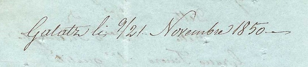 En-tête de la lettre avec l'indication de date « 9/21 novembre » selon les calendriers julien et grégorien.