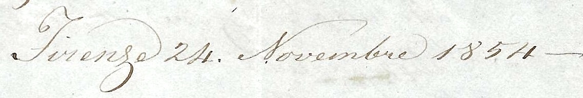 En-tête de la lettre : Firenze, 25 novembre 1854.